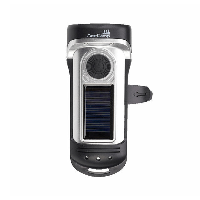 Solar & Crank Rechargeable 3 LED Waterproof Flashlight