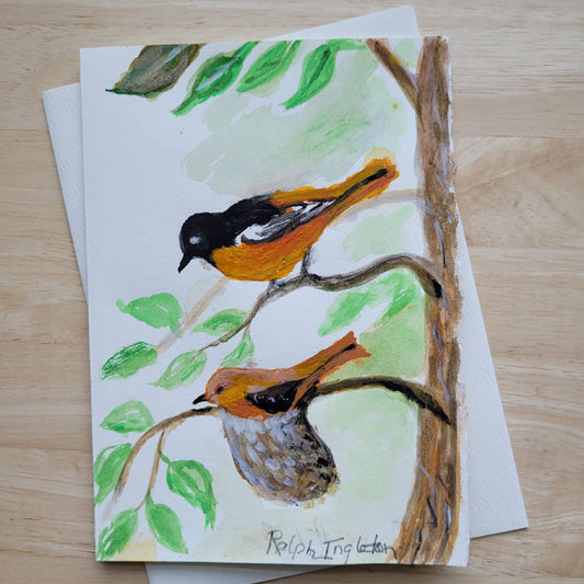 Hand Painted 5x7 Card - Baltimore Orioles