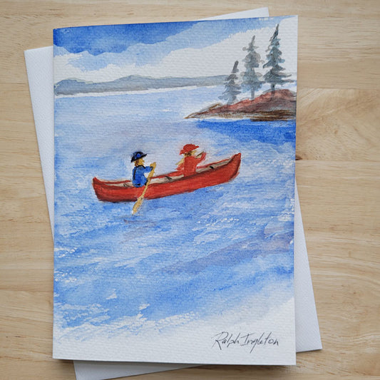Hand Painted 5x7 Card - "A Paddle with a Friend"