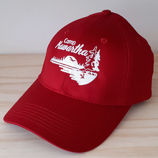Youth-sized structured ball cap in red.