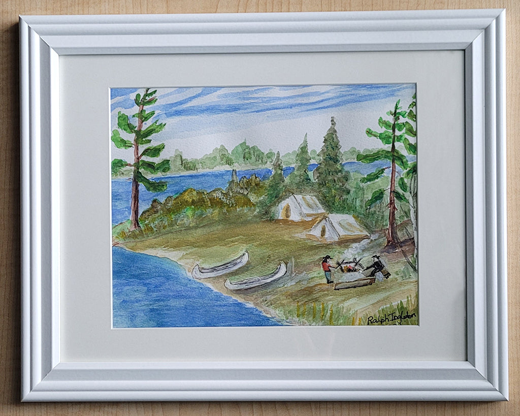 Framed Painting - "The Old Camp at Sandy Point"