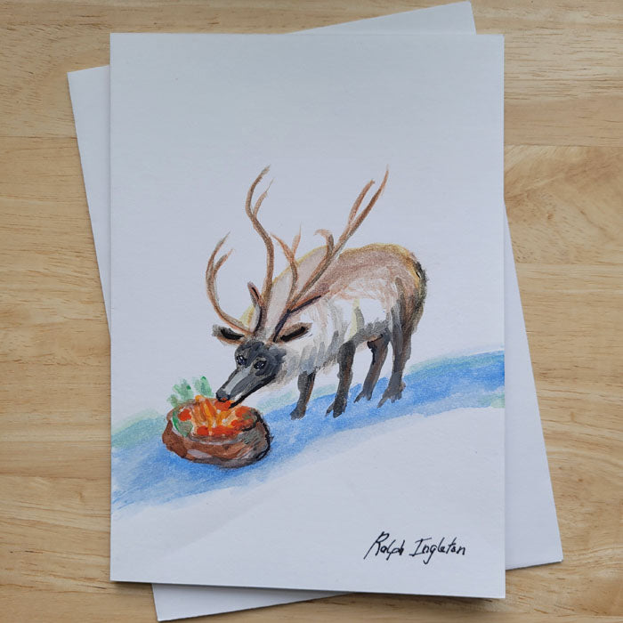 Hand Painted 5x7 Card - "Treats for Christmas"