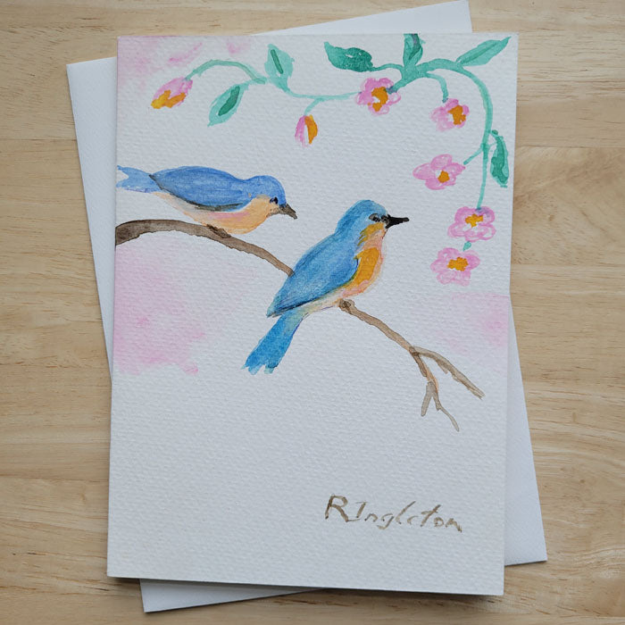Hand Painted 5x7 Card - Eastern Bluebird