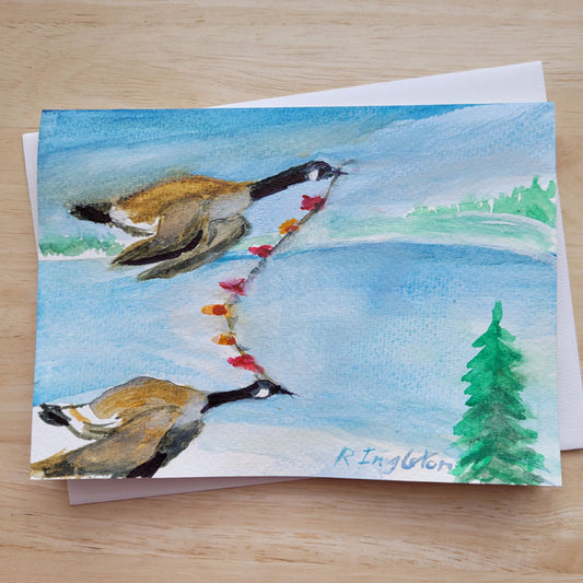 Hand Painted 5x7 Card - "To Light the Christmas Tree"