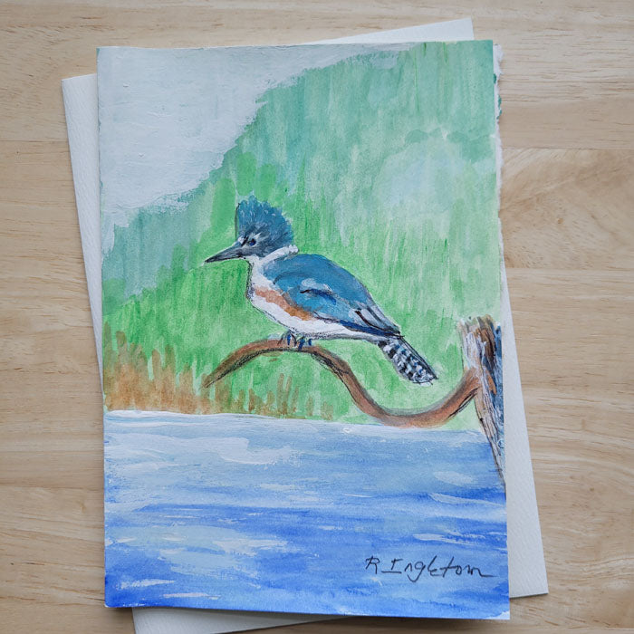 Hand Painted 5x7 Card - King Fisher