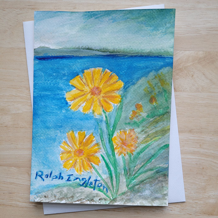Hand Painted 5x7 Card - "The Lakeside Daisy"